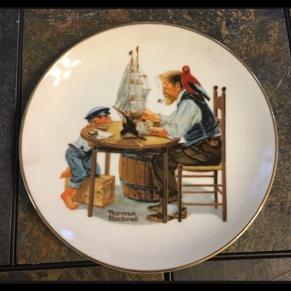 Vintage Norman Rockwell Gold Trimmed Plate "For a Good Boy" 1982 6 1/2 Inches